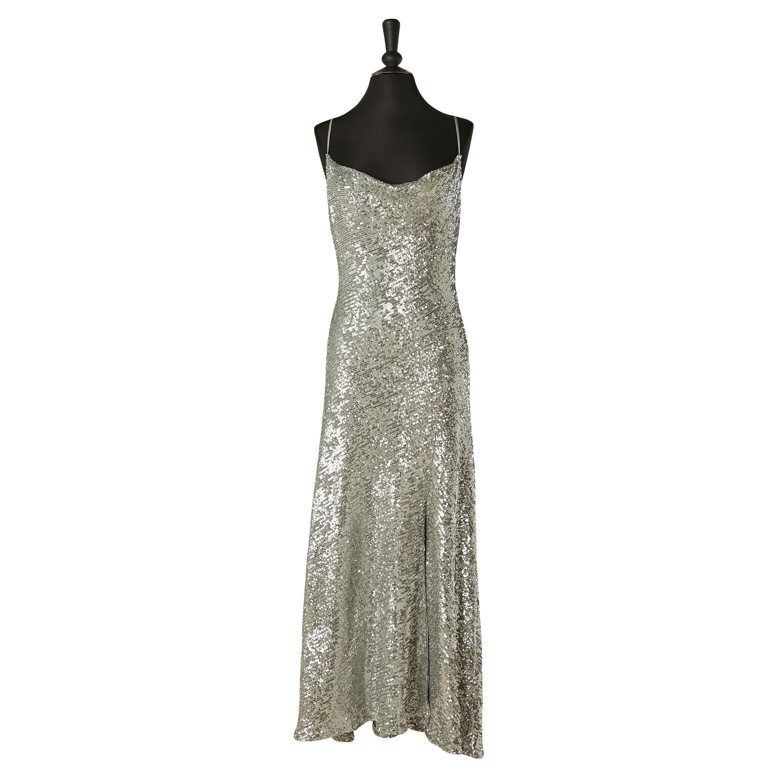 Abito da sera in paillettes argento JONATHAN SIMKHAI