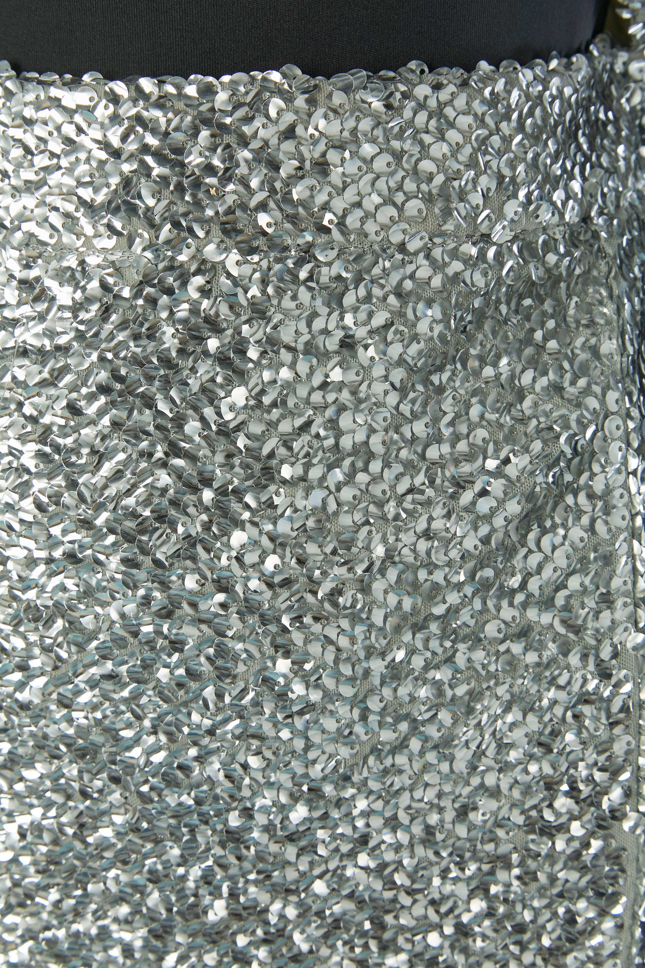 Bleu Robe de soirée à paillettes argentées TOM FORD SS2023 en vente