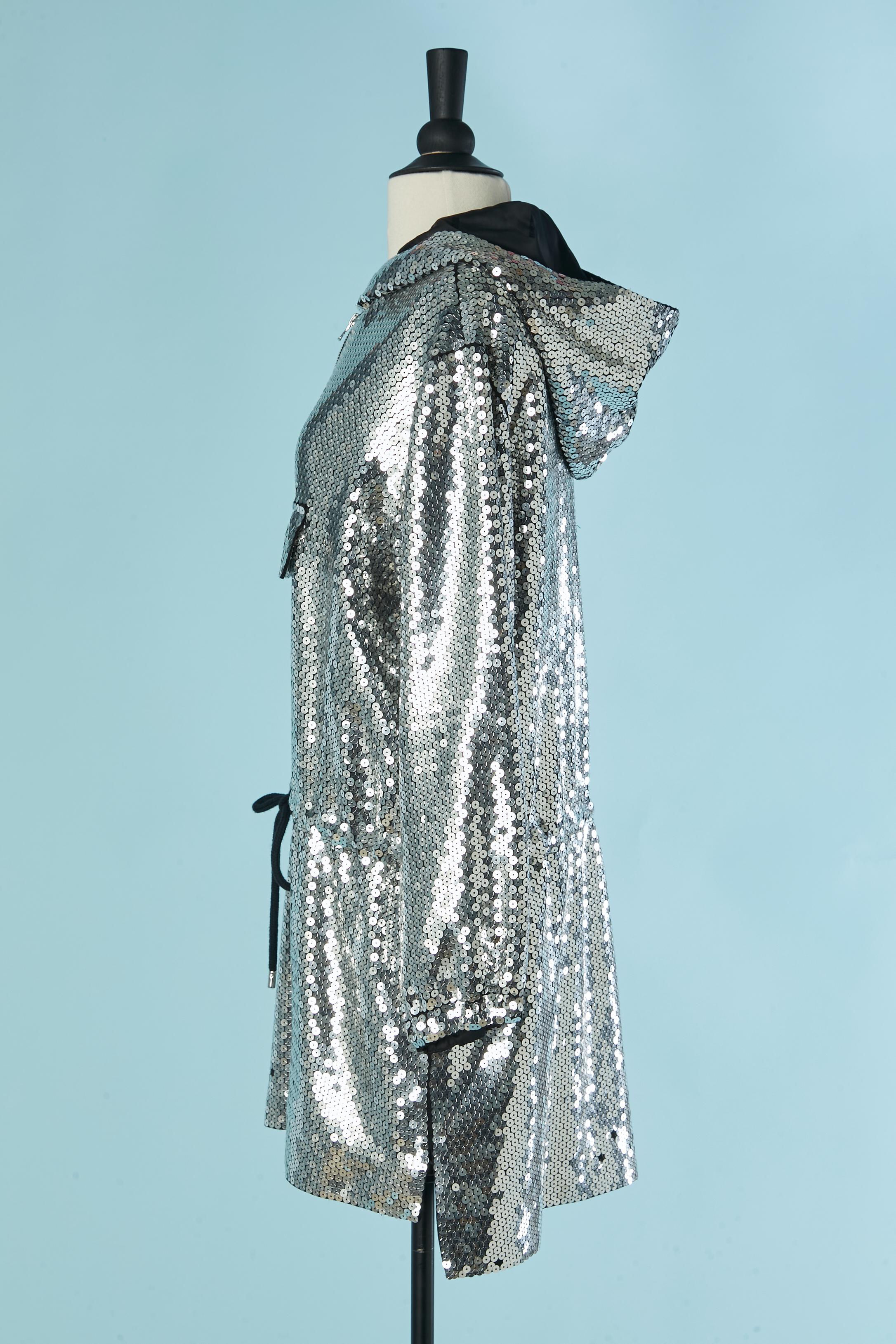 da uomo o donna Felpe con cappuccio con paillettes argento MOSCHINO for H&M 2018 in vendita