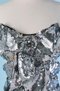 Silver sequin mini bustier dress with cut-work ALEXANDRE VAUTHIER
