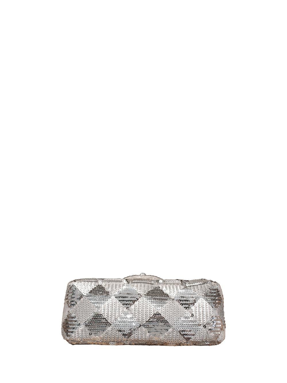 Mini Flap in paillettes d'argento In condizioni ottime in vendita a London, GB