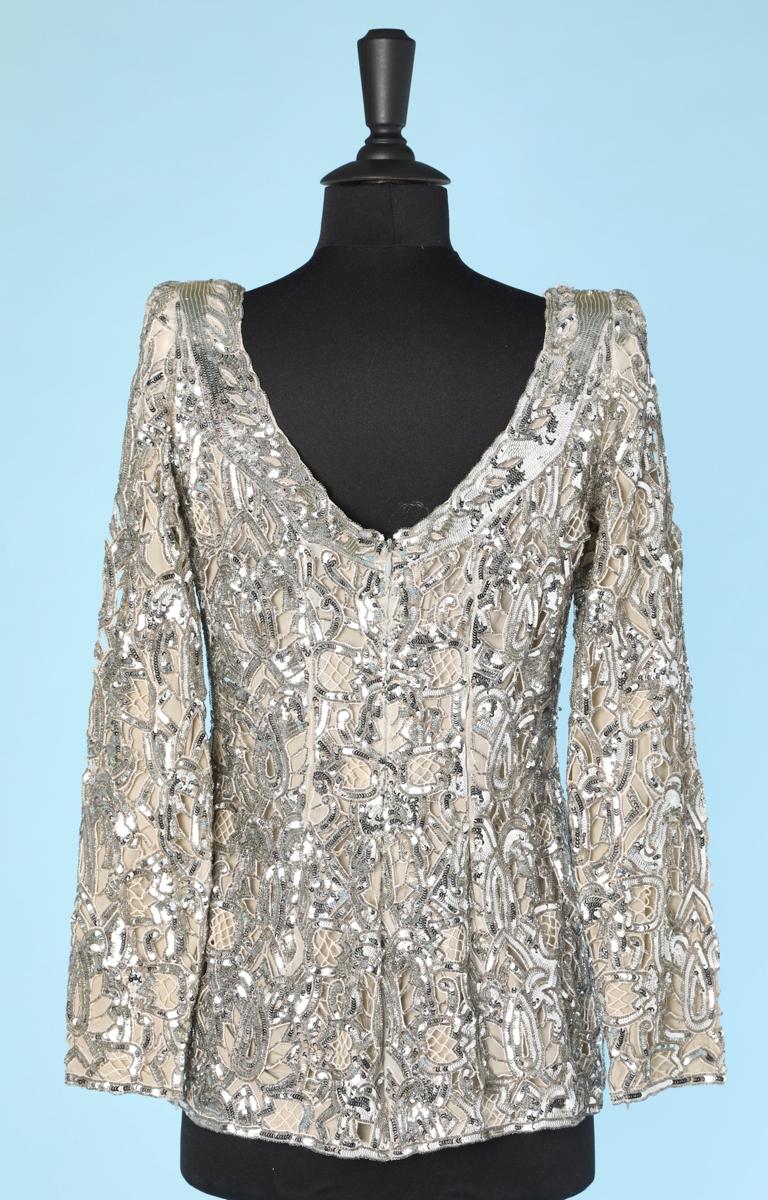 Silver sequined lace evening tunic Valentino 2