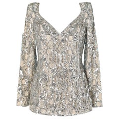 Silver sequined lace evening tunic Valentino