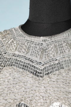 Silver Sequins and beaded top Halston