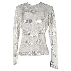 Silver Sequins and beaded top Halston 