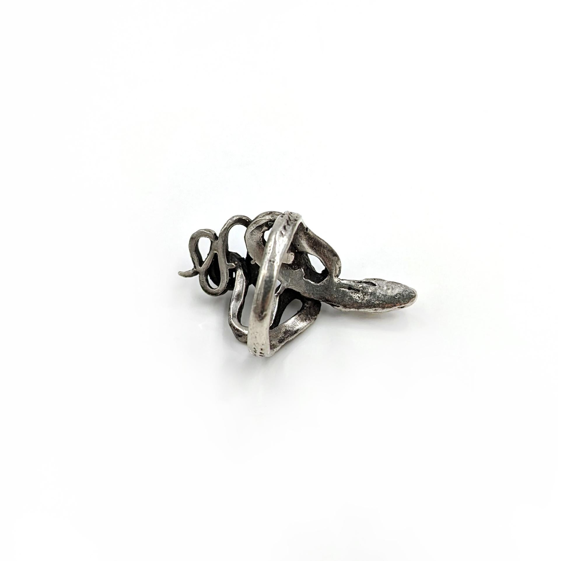 Artisan Silver Serpentine Ring For Sale
