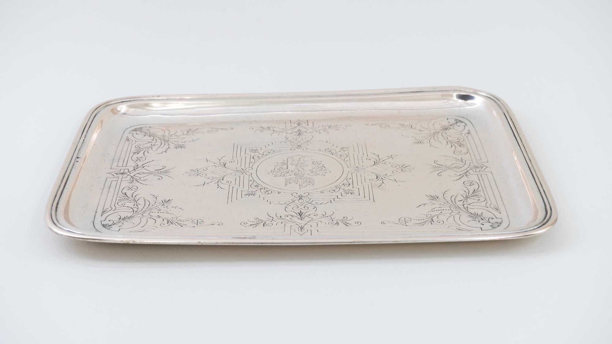 Silver serving plate, Vienna, circa 1920s
Polished and stove enameled
Silver hallmarking (last 2 photos).
     