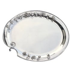 Silver Serving Platter, Art Nouveau, Floral Decoration by Wilkens, Germany, 1899