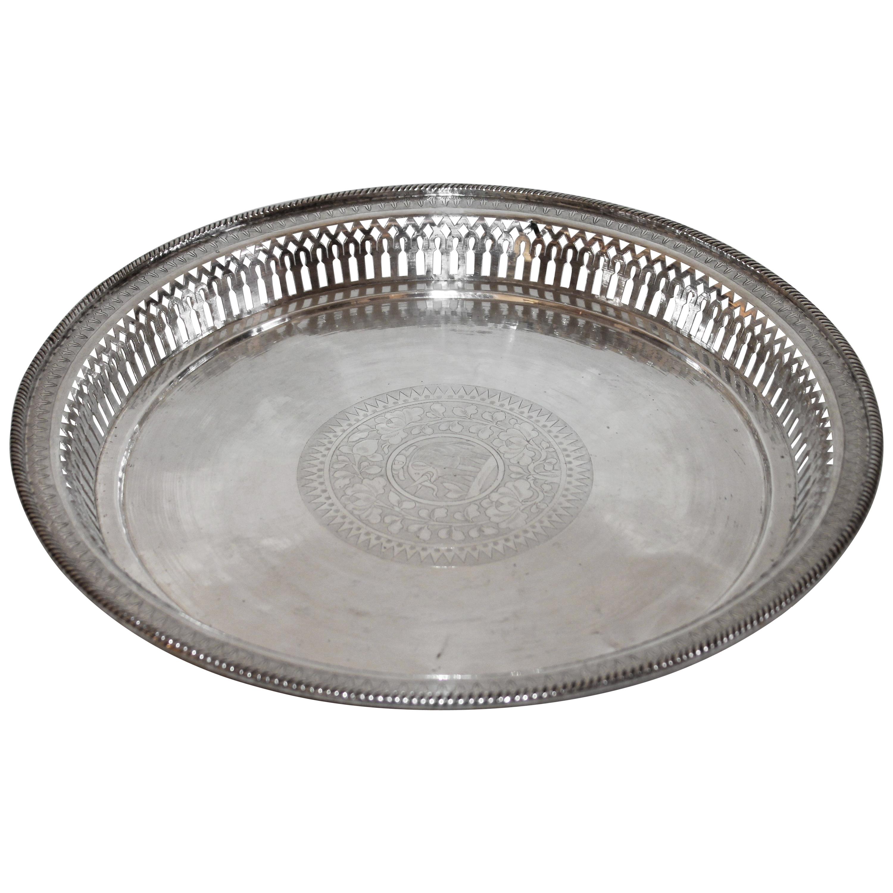 Silver Serving Tray, 800 Silver For Sale