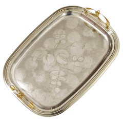 Vintage Silver Serving Tray and Decoration Made in Italy  60s ca Mid-Century Modern