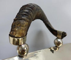 Silver Serving Tray with Rams Horn Handles