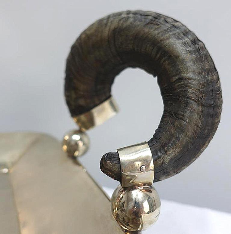 Argentine Silver Serving Tray with Rams Horn Handles