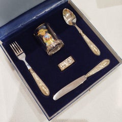 Silver Set of Cutlery (Fork, Knife, Spoon, Napkin Ring and Cup)