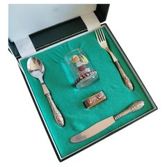 Silver Set of Cutlery (Fork, Knife, Spoon, Napkin Ring and Cup)