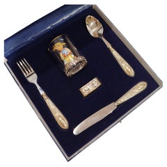 Silver Set of Cutlery (Fork, Knife, Spoon, Napkin Ring and Cup)