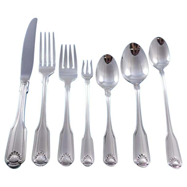 Silver Shell Plate Silver Shell by Community Oneida Silverplate Flatware Set Service 89 ...
