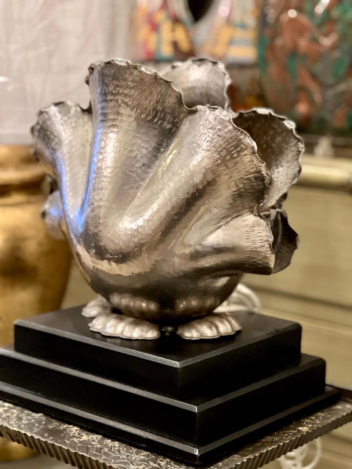 Silvered Silver Shell Lamp