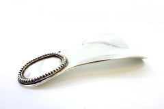 Silver shoehorn with pearl monogram plaque