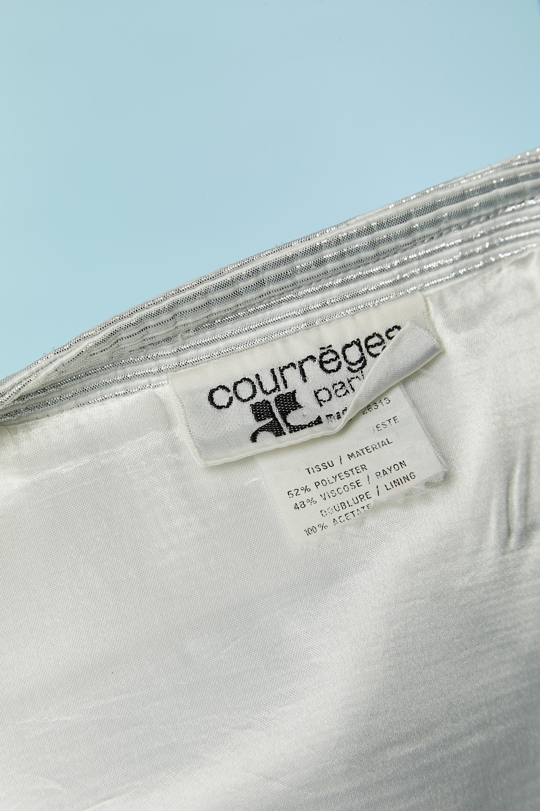 Silver skirt suit with double breasted jacket COURRÈGES For Sale 5