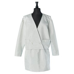 Traje de falda plateado con chaqueta cruzada COURRÈGES