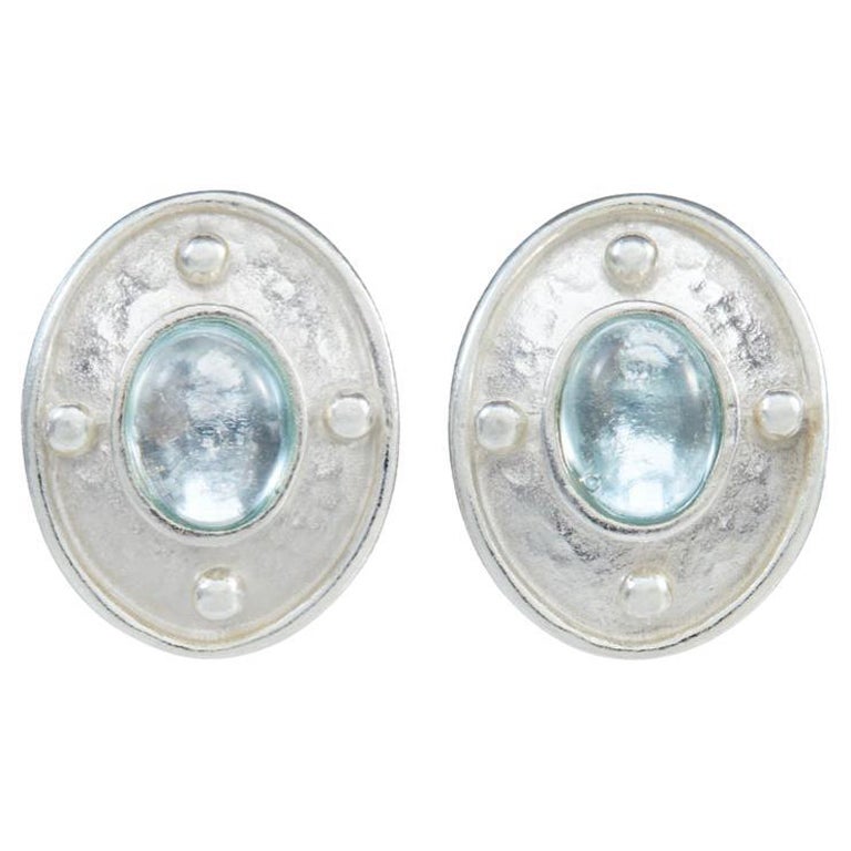 Orecchini d
argento con topazio blu cielo