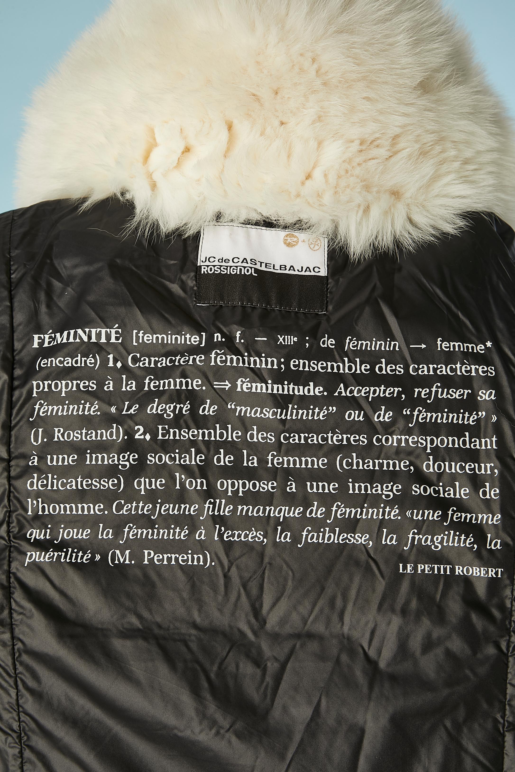 Silver sleeveless down jacket with feather collar J.C de Castelbajac & Rossignol For Sale 6