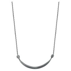 Oxidised Silver Smile Bar Necklace