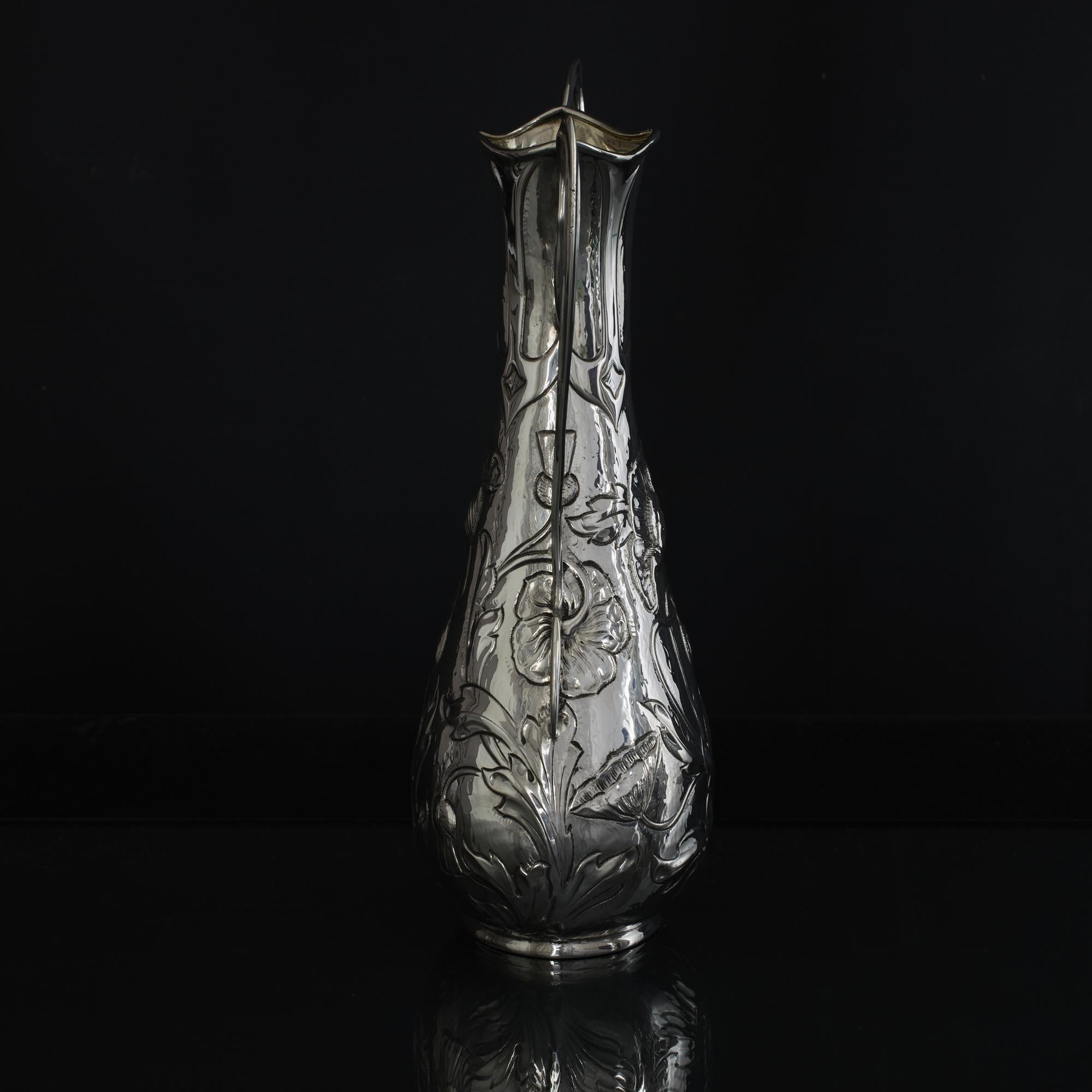 Coppia di vasi d'argento in stile Art Nouveau in vendita 4