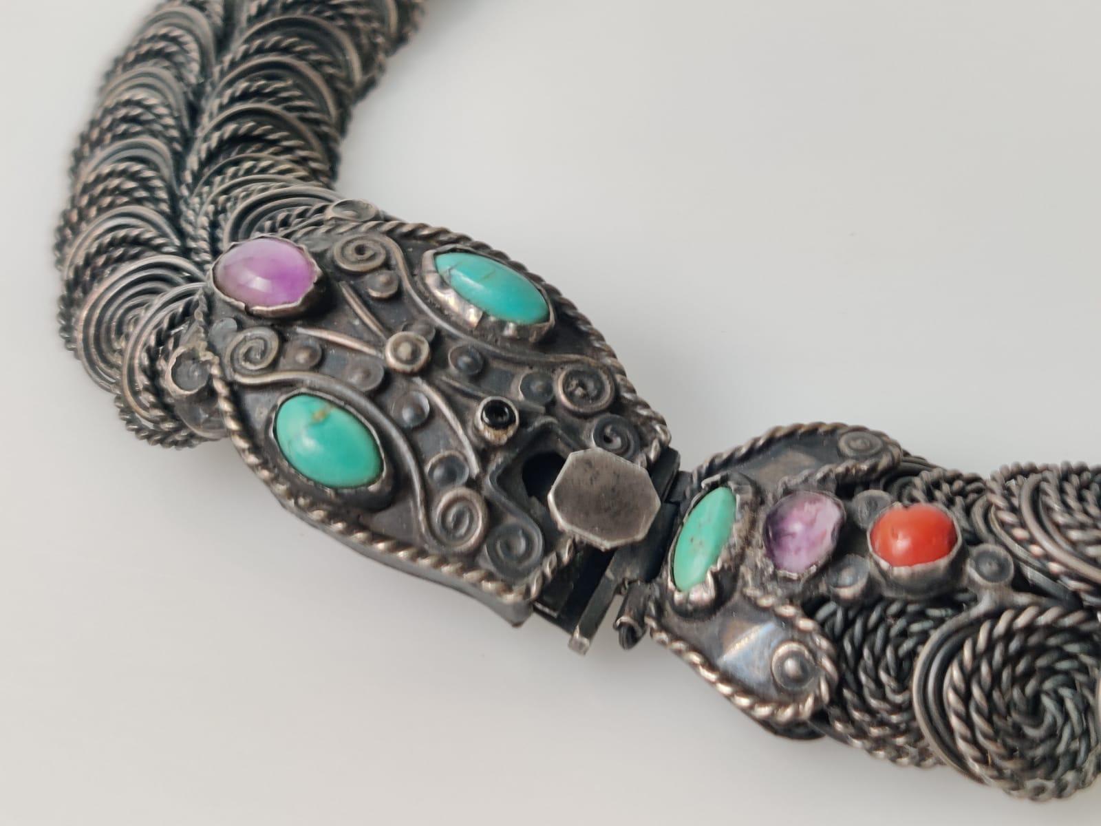 Silver Snake Necklace by Gustavo Martinez, Mexico 1960s In Good Condition For Sale In Benalmadena, ES