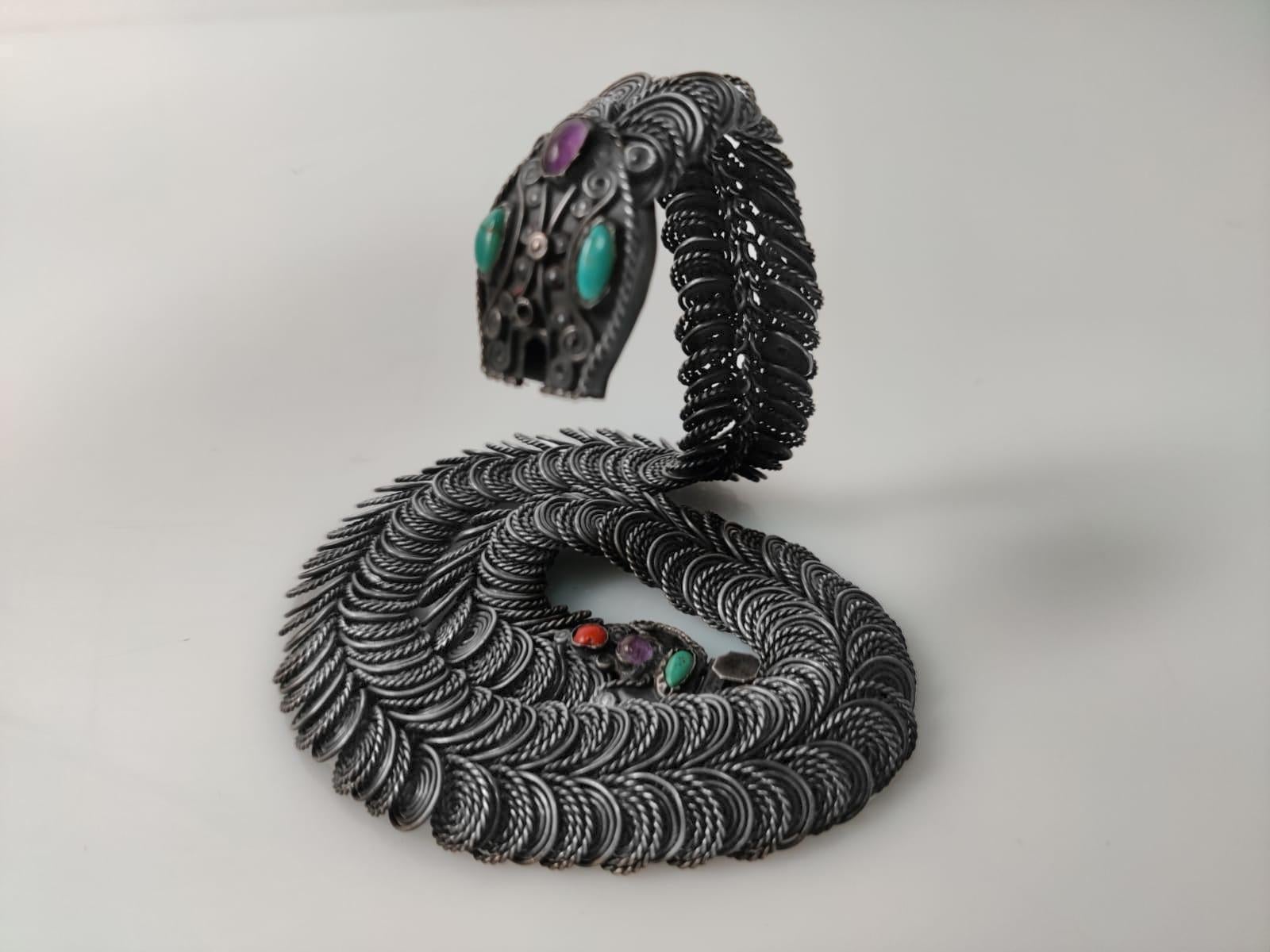 Mid-20th Century Silver Snake Necklace by Gustavo Martinez, Mexico 1960s For Sale