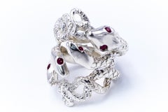 Ruby Snake Ring Silver Cocktail Ring Adjustable J Dauphin