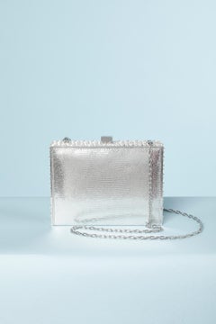 Silver snake skin and rhinestone evening clutch Daniel Swarovski