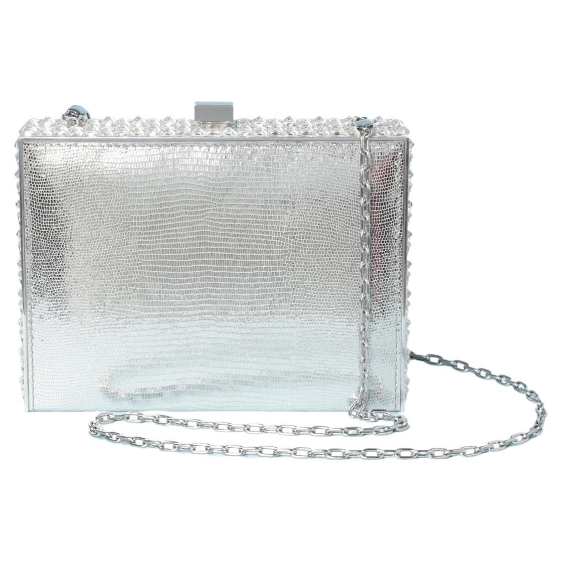 Chanel Silver Leather Keyboard Clutch at 1stDibs