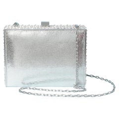 Silver snake skin and rhinestone evening clutch Daniel Swarovski