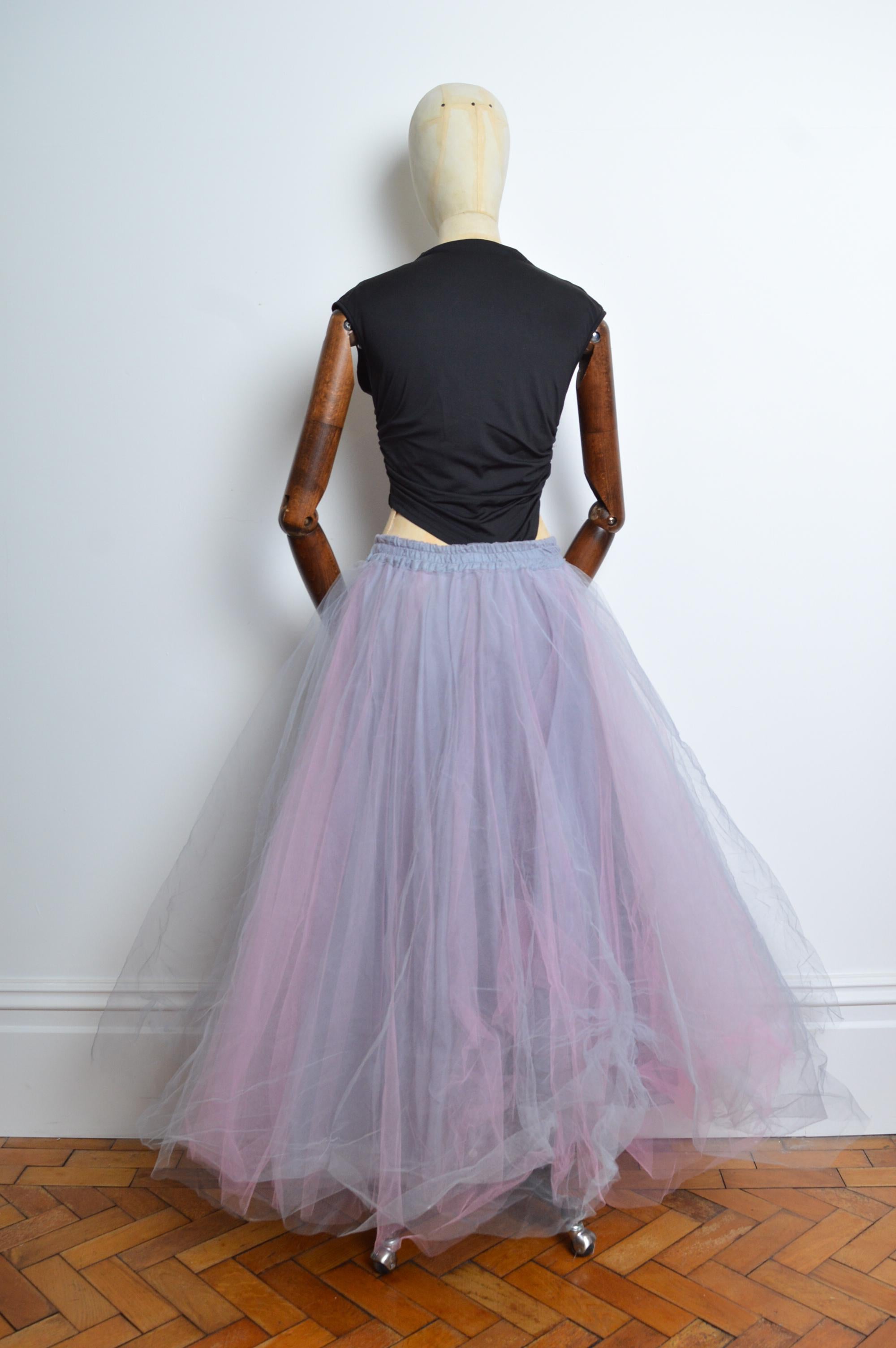 Silver & Soft Rose Ballet Pink Huge Tulle Statement Maxi Skirt by Jeff Gallano For Sale 4