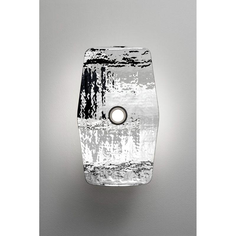 French Silver, Solar Glass Wall Lamp by Radar For Sale