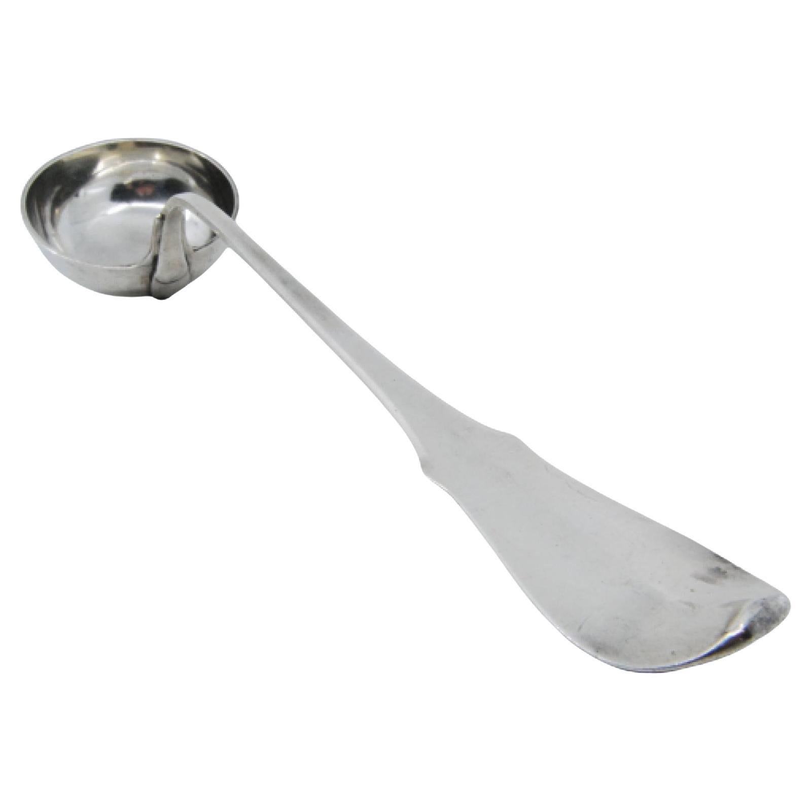 Silver soup ladle with crimped handle and ready to ship For Sale