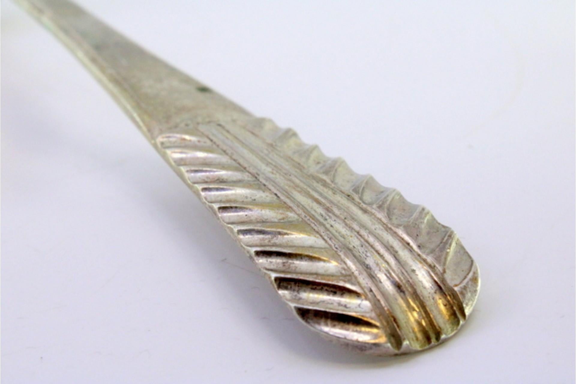 Silver soup ladle with embossed handle (Silber) im Angebot