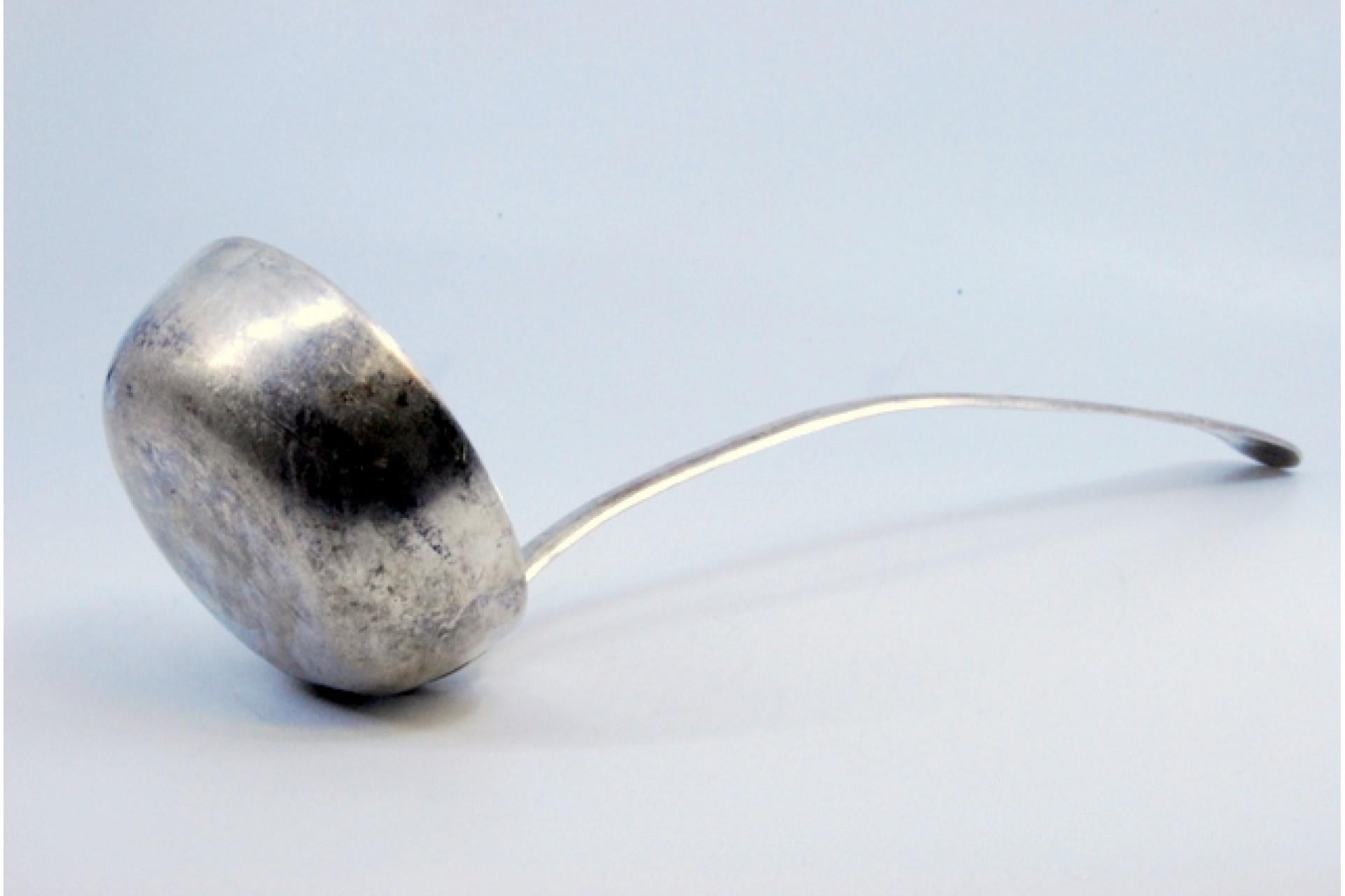 Silver soup ladle with embossed handle in the reed style (19. Jahrhundert) im Angebot