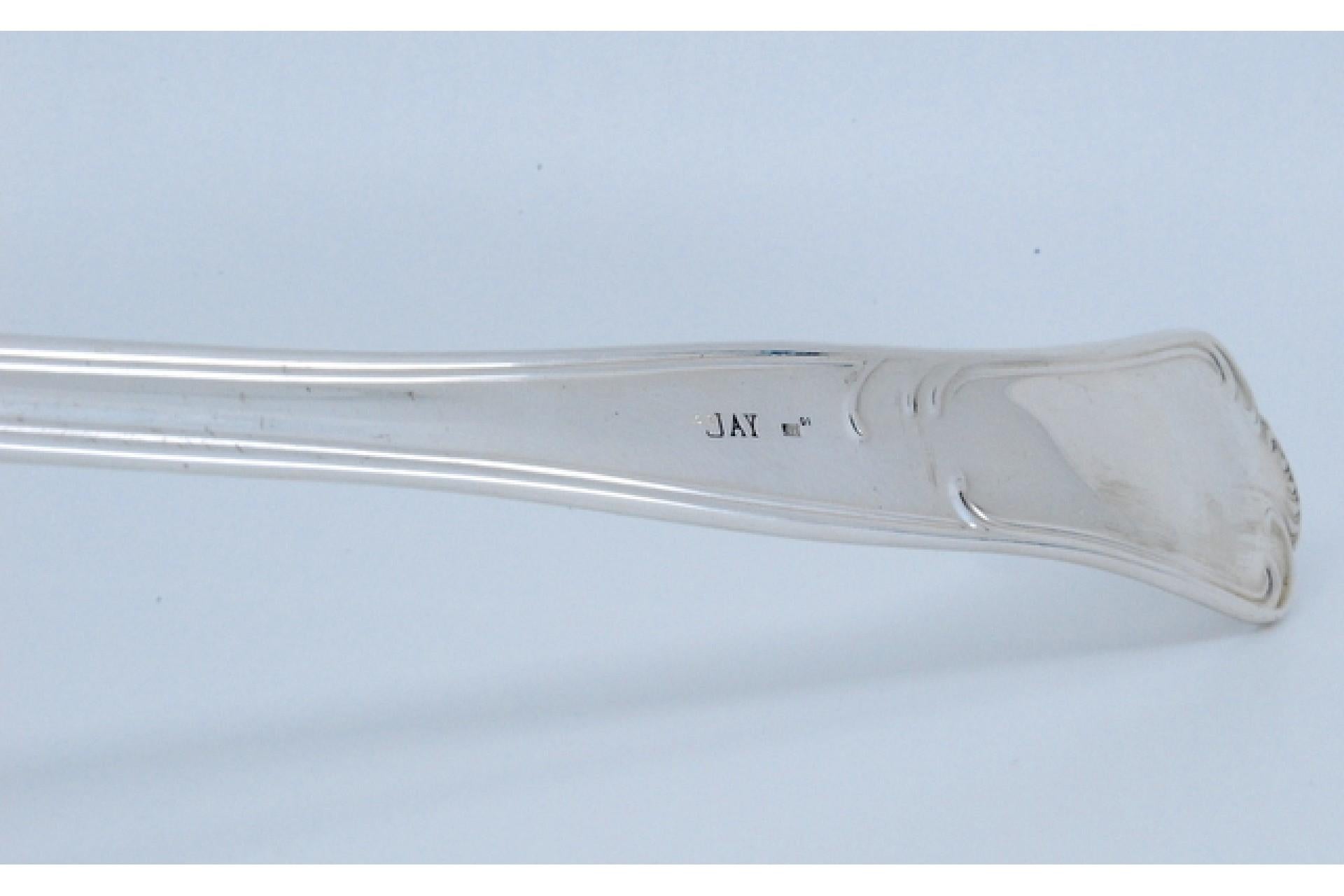 Description: Silver soup ladle with grooves along the handle. Metal: Silver. Origin: Spanish. Mark: Porto Eagle Head - remarked. Weight: 262.03 grams. Dimensions: 31x9.4cm. Content: 915/1000. Assay Mark: Yes, between 1938 and 1984. Additional