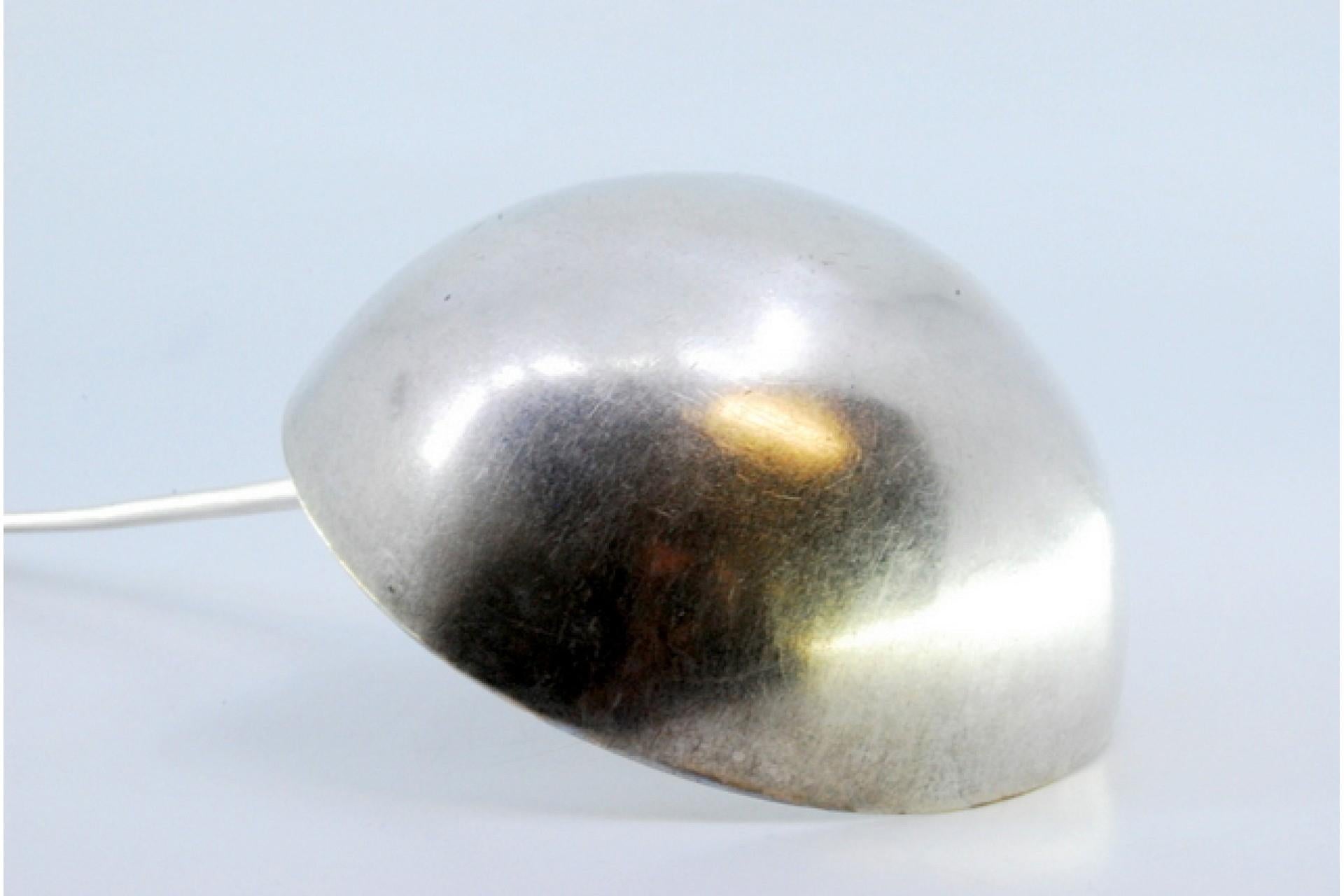 Silver soup ladle with grooves along the handle For Sale 1