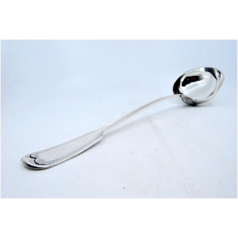 Silver soup ladle with grooves along the handle to be shipped Bon état - En vente à Porto, PT