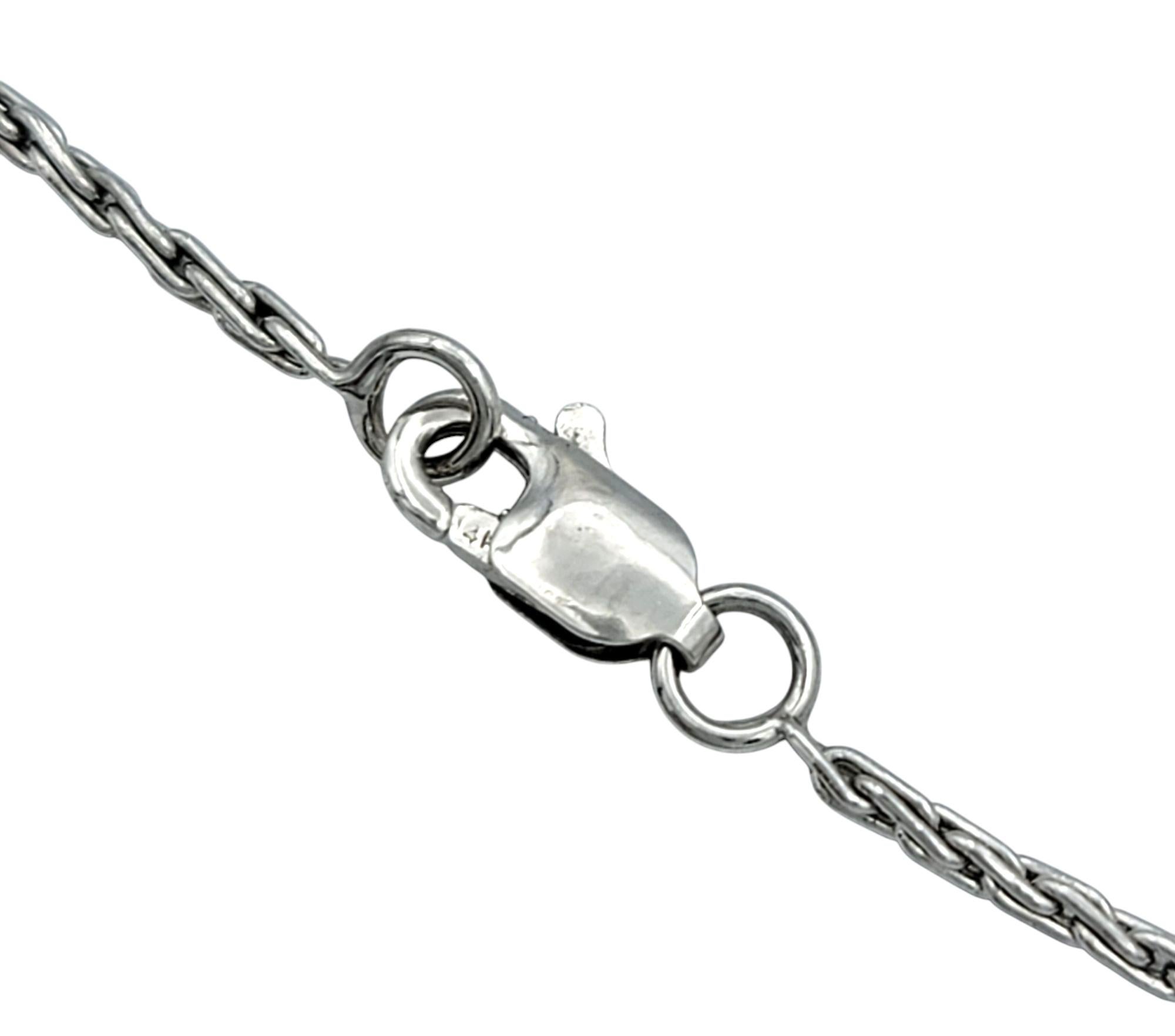 Collana con ciondolo di perle dei mari del sud in argento con catena a corda in oro bianco 14 carati In condizioni buone in vendita a Scottsdale, AZ