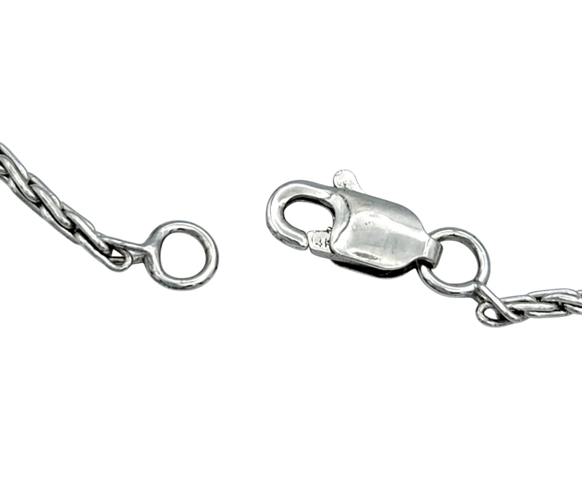 Donna Collana con ciondolo di perle dei mari del sud in argento con catena a corda in oro bianco 14 carati in vendita