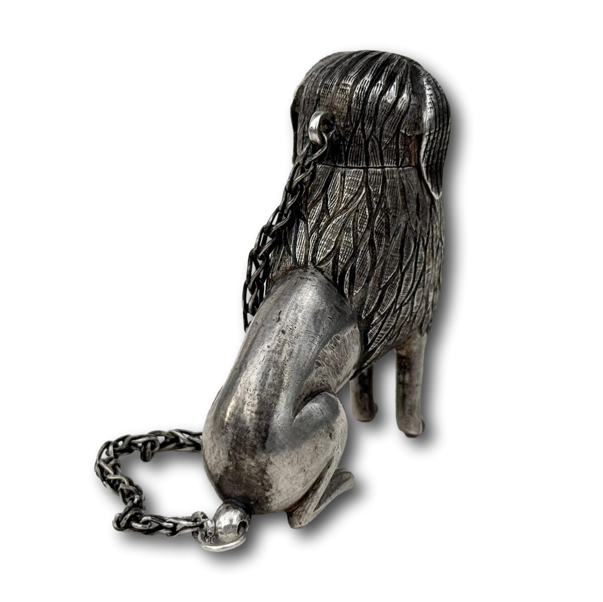 Silver Spice Container in the Form of a Poodle, 18th century. In Good Condition For Sale In London, GB