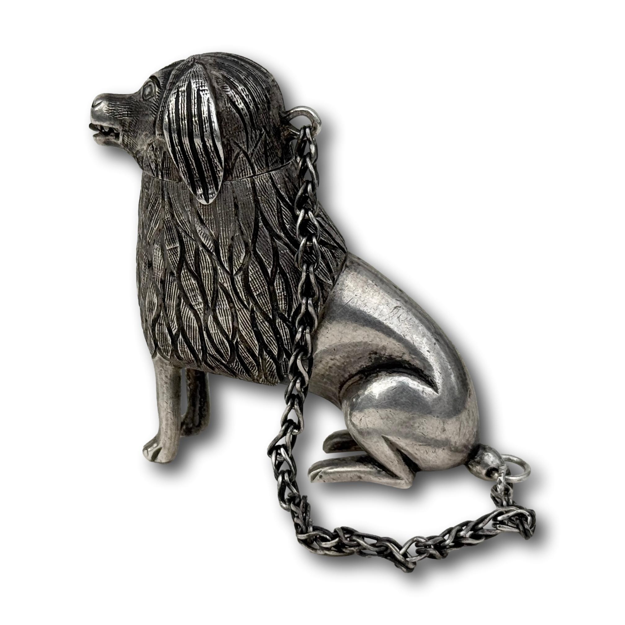 Women's or Men's Silver Spice Container in the Form of a Poodle, 18th century. For Sale
