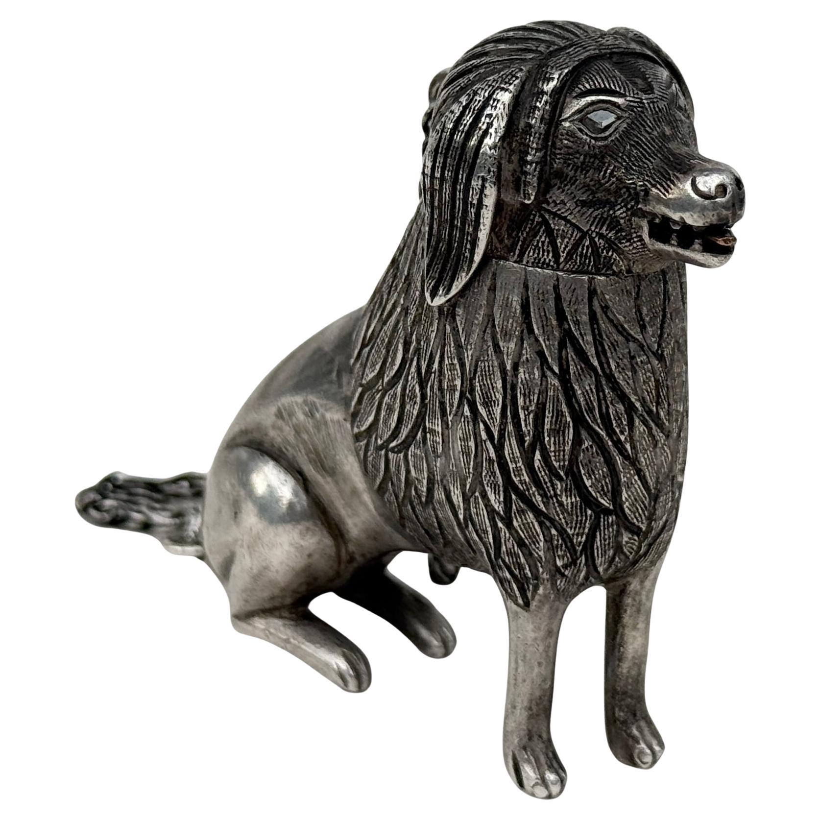 Silver Spice Container in the Form of a Poodle, 18th century. For Sale