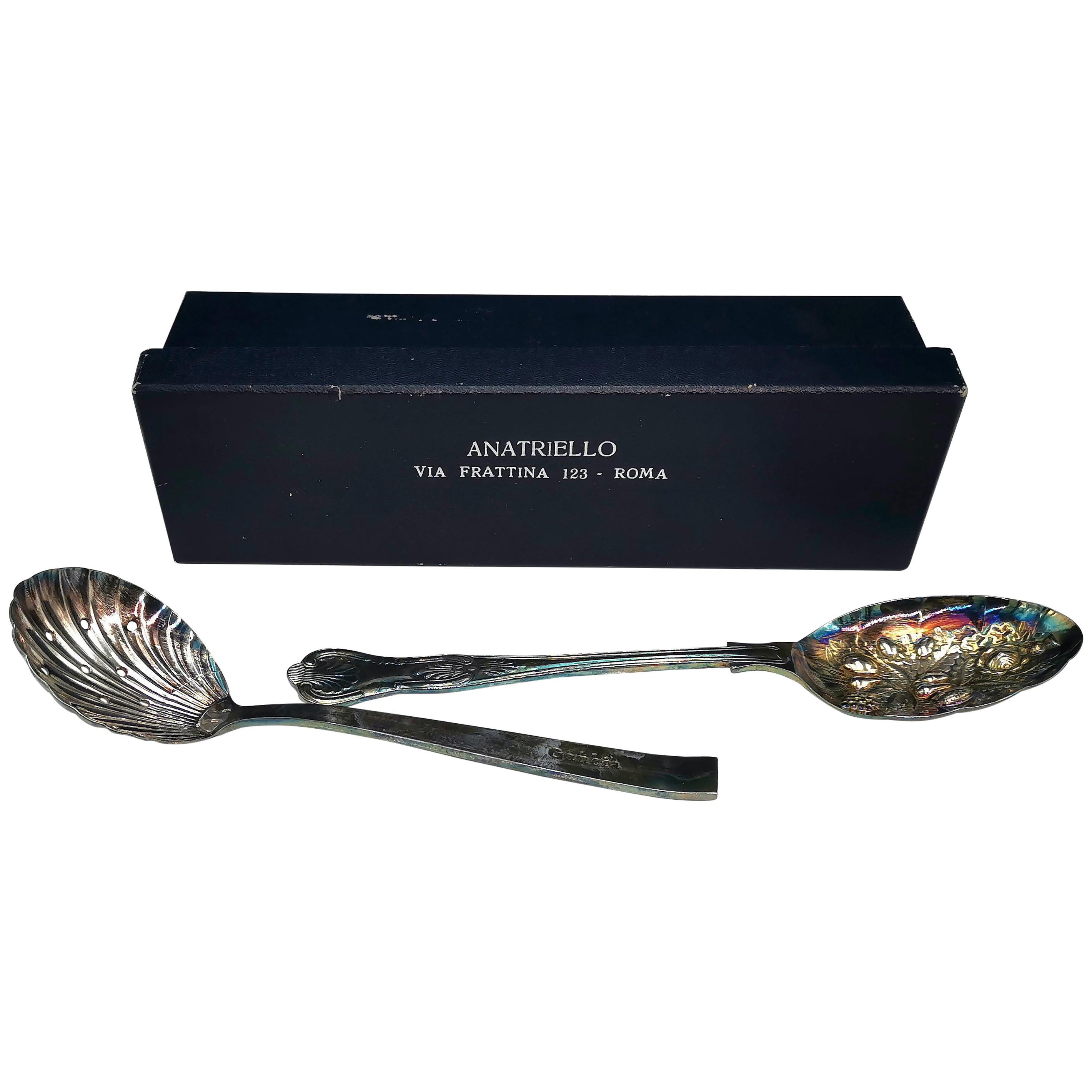 Silver Spoons, Gancia or Grassani Manufacture, Italy, Mid-20th Century For Sale