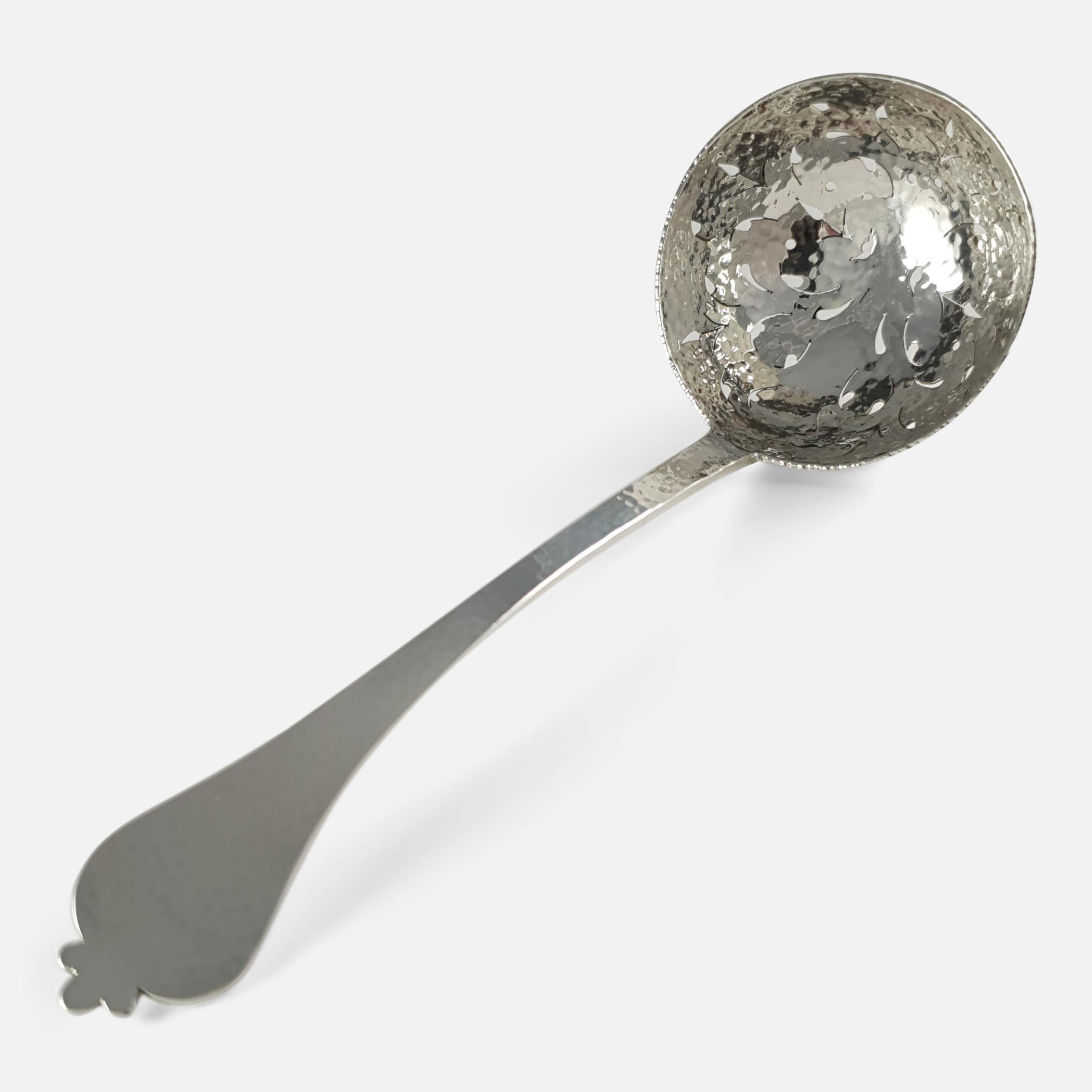 Silver Spot Hammered Sugar Sifting Spoon, Wakely and Wheeler, 1903 1