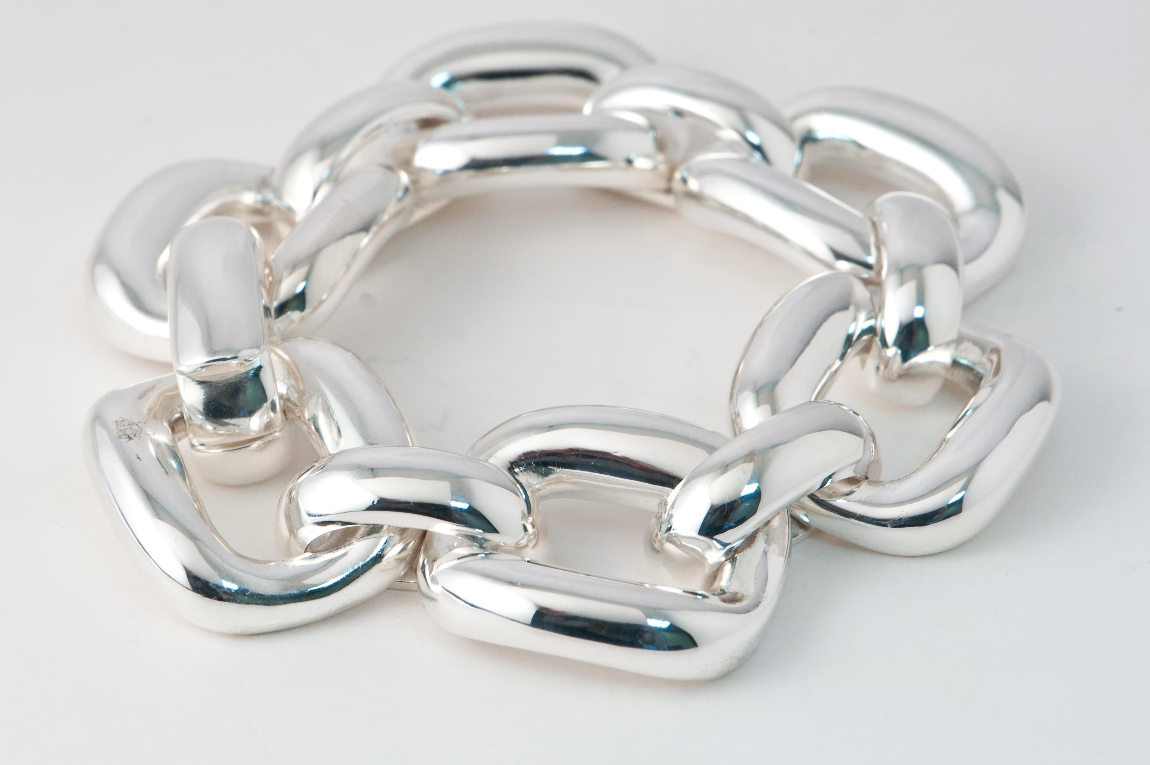 Contemporary Silver Square Link Bracelet